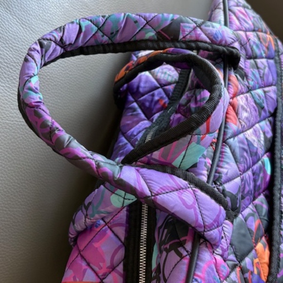 DOLCEZZA large quilted fabric travel bag multicolour purple with shoulder strap - Picture 5 of 16